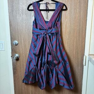 Eva Franco Anthropologie Elegant Striped Dress in Blue and Purple